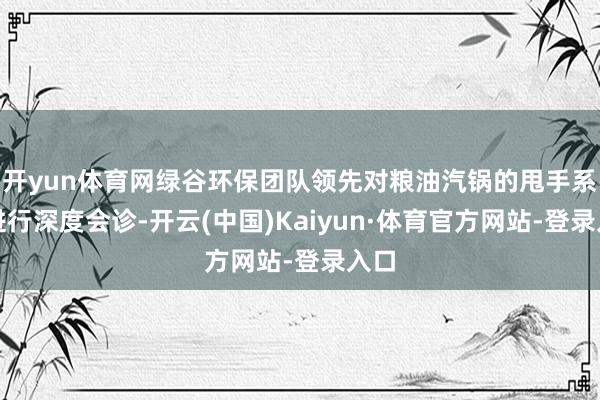 开yun体育网绿谷环保团队领先对粮油汽锅的甩手系统进行深度会诊-开云(中国)Kaiyun·体育官方网站-登录入口